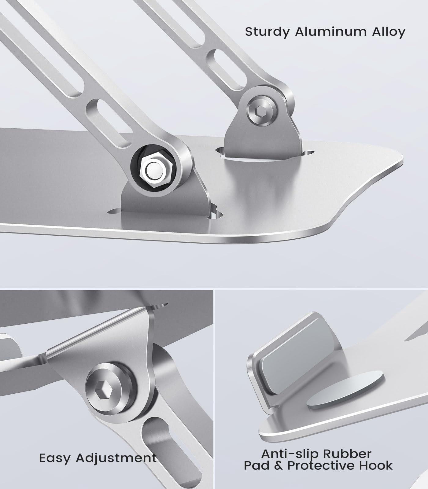 Laptop Stand Adjustable Computer Sturdy Aluminum For Desk Foldable Holder Portable Riser 11-16-inch Notebook Tablet And More