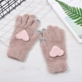 thumbnail image 3 of Naierhg 1 Pair of Women Winter Gloves Heart Pattern Full Finger with Touch-Screen Design Non-Slip Fashionable Warm Knit Mittens for Winter Grey, 3 of 7