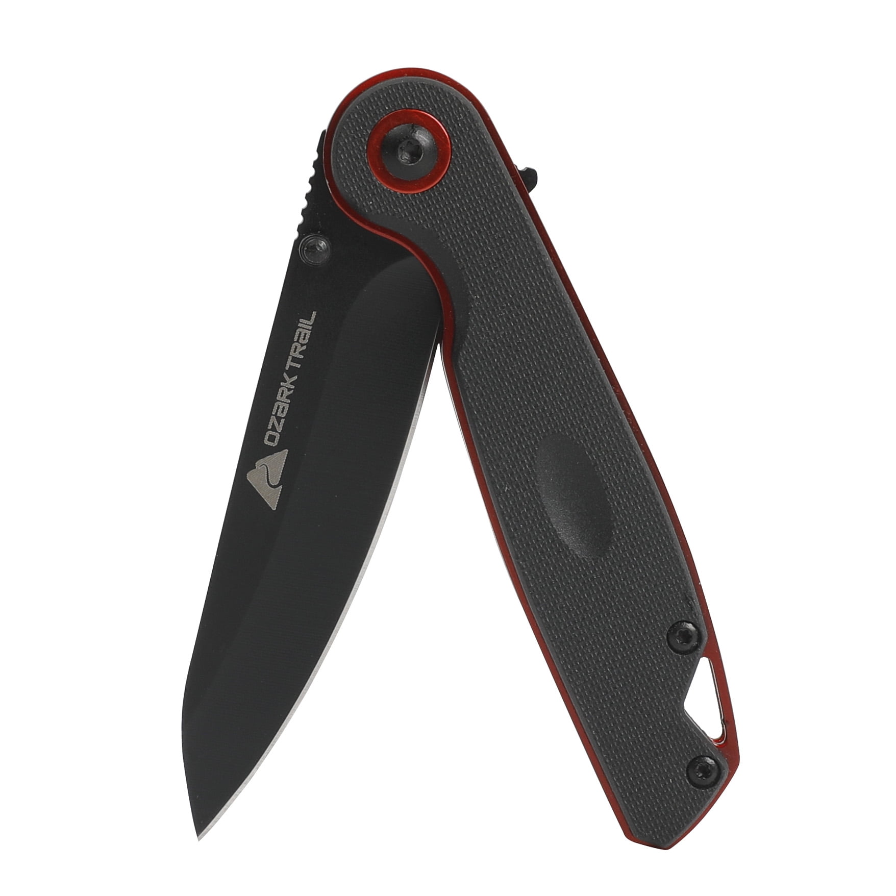 Ozark Trail Fathom 7 inch Folding Knife, Drop Point Blade, Black Handle