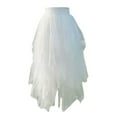 thumbnail image 3 of MAIHAN-Women's Asymmetrical Mesh Midi Skirt - High Waist Tiered Layered Skirt with Front Short Back Long Design,Skirts for Women(White), 3 of 8
