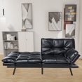 thumbnail image 3 of Convertible Futon Sofa Bed, Modern Sleeper Sofa with Adjustable Armrests, 3 of 7