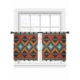 thumbnail image 2 of Aztec Tribe Sheer Curtains 45 Inches Long 2 Panels Blue Rhombus Geometric Pattern Orange Background Light Filtering Semi Sheer Window Curtains Drapes for Bedroom Living Room 52"x45", 2 of 7