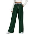 thumbnail image 2 of QLEICOM Womens Slacks Women's Wrinkle Free Relaxed Fit Straight Leg Pants Loose Wide Leg Pants High Waist Straight Pants Pants Work Cargo Casual Pants Wide Leg Pants Relaxed Fit Trousers Green XL, 2 of 5