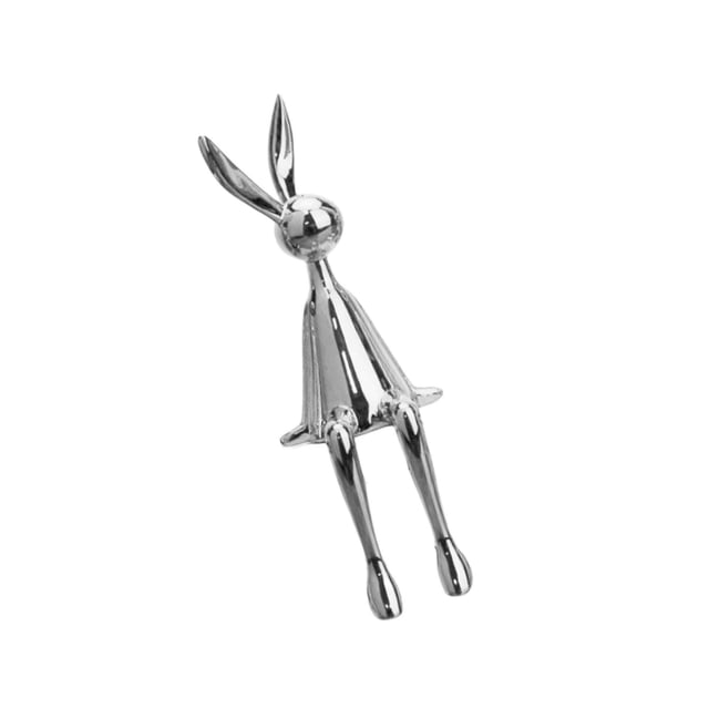 Sitting Rabbit Ornament Bunny Figurine for Sitting Rabbit Desktop Resin Animal Sculpture Statue Bookshelf Living Room Bedroom Silver S