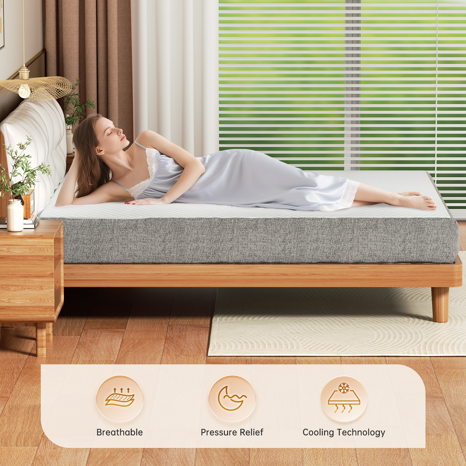 Babyqueen Twin Mattress 8 inch Gel Memory Foam Mattress in a Box, High Density Support Foam, Medium Firm, Certipur-US Certified