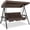Brown, variant on Costway 3-Seat Patio Porch Swing with Adjustable Canopy Soft Seat Back Cushions Side Tables Grey