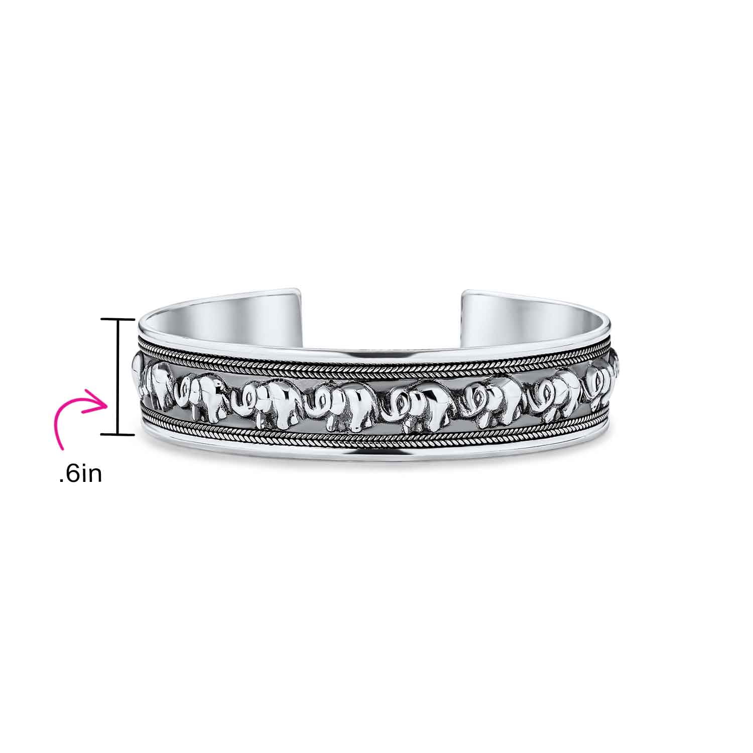 Bling Jewelry Womens Bali Style Elephant Cuff Bracelet in Oxidized Sterling Silver for Good Luck Walmart