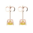 thumbnail image 4 of 14K Solid Gold Push Back Stud Earrings for Women | 1.5 cttw Princess Cut Simulated Yellow Diamond | Rose Gold, 4 of 5