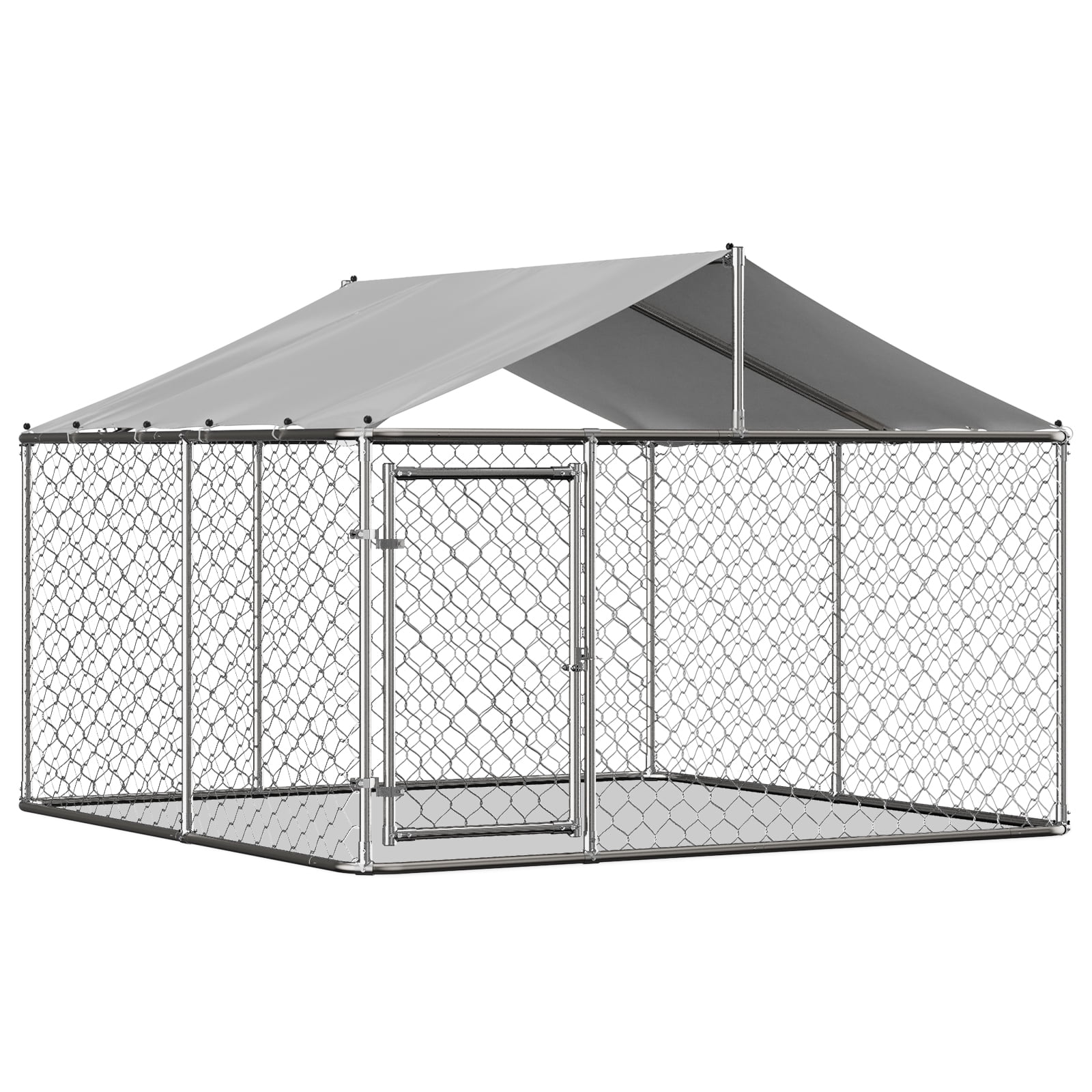 RocVanc 10'x10' Outdoor Dog Kennel with Metal Dog Gate, Outdoor Dog Enclosure with Roof, Heavy Duty Dog Kennel for Outdoor Backyard Farm