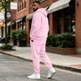 thumbnail image 5 of Delconic Mens Hoodie and Jogger Set Two Piece Tracksuit Full Zip Sweatshirt Drawstring Pants Casual Athletic Outfit Pink S, 5 of 7