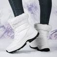 thumbnail image 4 of Womens Hiking Boots Winter Thickened Plush Warm Waterproof High Top Snow Booties Lace up Non Slip Outdoor Mid Calf Boots White Size 7, 4 of 8