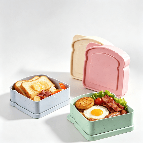 Sandwich Storage Container 4 Pack for Adults - 2L Lunch Box for Meal Prep, Hot Rice, Bread & Sandwiches - Microwave and Dishwasher Safe Bento Food Container for Home, Work, School or Travel