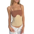 thumbnail image 2 of Seyurigaoka Women Summer Contrast Color Navel Vest, Sleeveless Spaghetti Strap Square Collar Slim Fit Tank Tops Patchwork Clubwear, 2 of 7