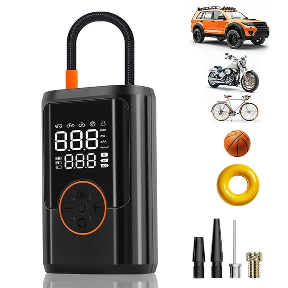 Jercoda Wireless Air Inflator with Flashlight, Air Compressor with Digital Pressure Gauge,Multi-Function Portable Air Pump for Tires Balls Swim Ring