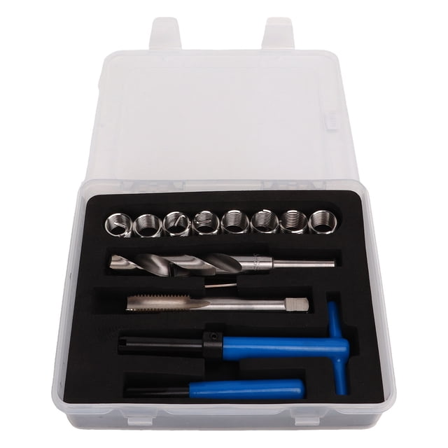 Kit de Réparation de Fil d'Acier à Grande Vitesse avec Boîte de Rangement Outils de Rechapage Automobile pour la Restauration de Fils Usés M16x2