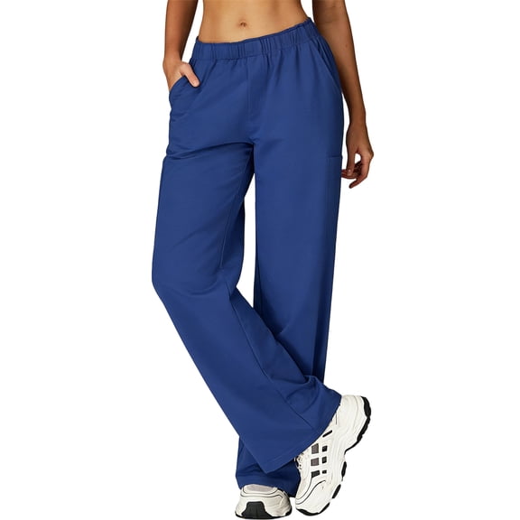 Womens Comfort Fit Scrub Pants Moisture Wicking Healthcare Scrubs for Women with Pockets Stretch Comfortable Pants Blue M