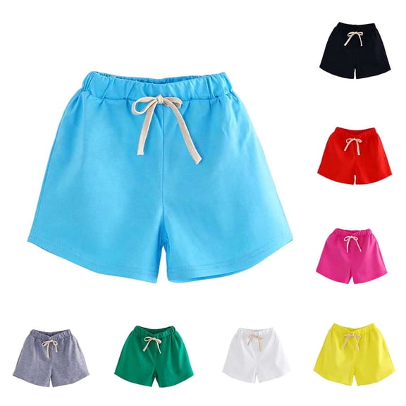 SROBPTY Teen Girls Summer Shorts Solid Elastic Waist Loose Breathable Pants for 2-18Y