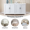 thumbnail image 3 of Eclife White Mid-Century Sideboard Buffet Cabinets with 4 Doors and 4 Shelves, 62 x 16 x 35 Inches, 3 of 8