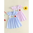 thumbnail image 3 of BemeyourBBs Toddler Baby Girl Back to School Dress KidsKindergarten Outfits Little Baby Girl Gingham Plaid Summer Dress Flying Sleeve Stationery Apple Embroidered Doll Collar Casual A Line Dress, 3 of 9