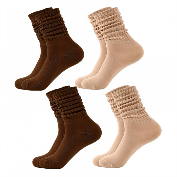 TELOLY 4Pairs Slouchy Socks for Women,Slouch Socks Boot Socks for Women,All-Season Wear Scrunch Socks Women,Combination1