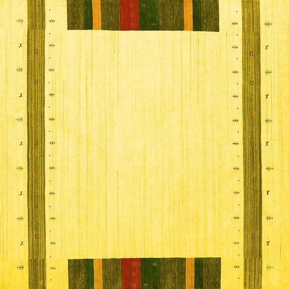 Ahgly Company Indoor Square Solid Yellow Modern Area Rugs, 3' Square