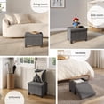 thumbnail image 3 of STORAGEBUD Pouf de Rangement avec Rangement pour Salon, Cube de Rangement de 16 Pouces, Petit Repose-Pieds Ottoman, Repose-Pieds Boucle Max 330lbs, Pouf Gris, 3 of 5