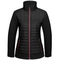 thumbnail image 2 of Little Donkey Andy Women's Lightweight Insulated Hybrid Jacket for Hiking Running Ski Warm Black S, 2 of 7