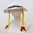 thumbnail image 5 of QIYAGBSA Women Festival Hat Braided Detail Embroidered Band Curved Brim for Oktoberfest Costume Party (White Free Size), 5 of 5