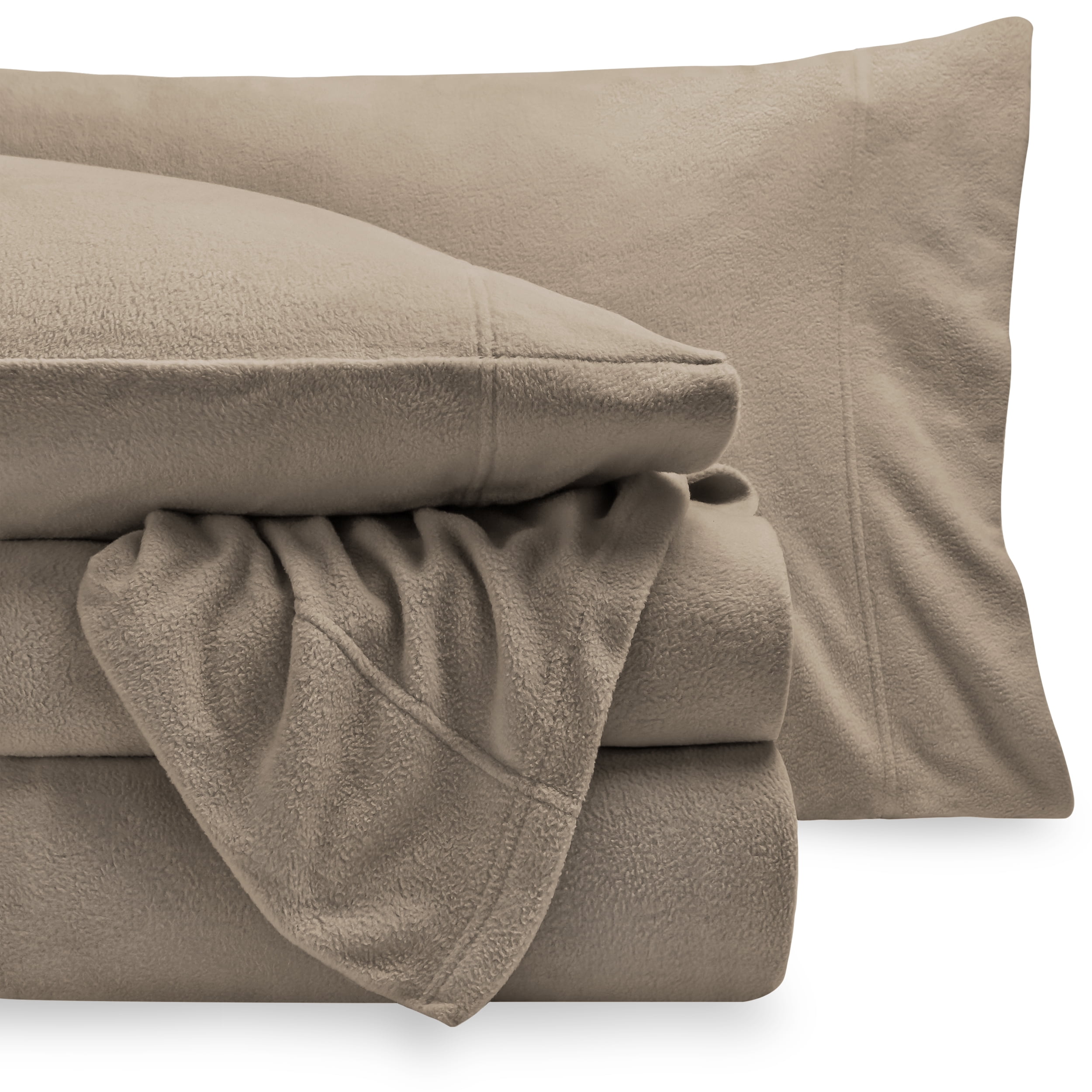 Bare Home Fleece Super Soft Premium Sheet Set - Extra Plush Pill-Resistant All Season Cozy Breathable Hypoallergenic (Twin XL, Taupe)