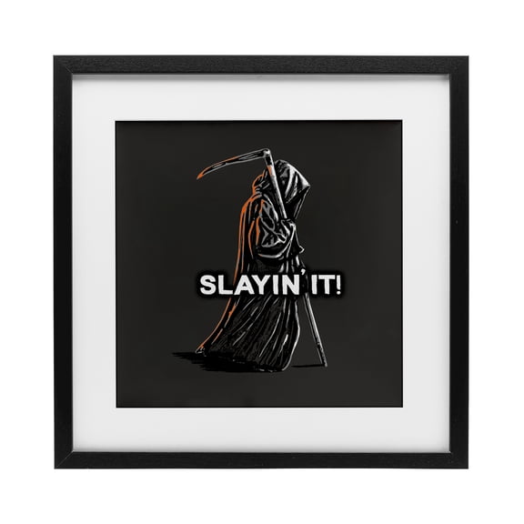 Stupell Industries Slayin' It Grim Reaper Black Framed Print Under Glass design by Jedco Brands, Inc., 13 x 13