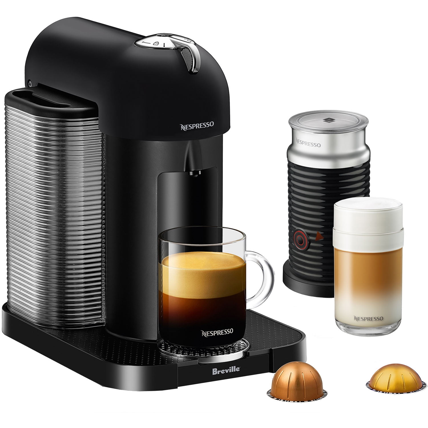 Breville Nespresso Vertuo Coffee & Espresso Single-Serve Machine in Chrome and Milk in - Walmart.com