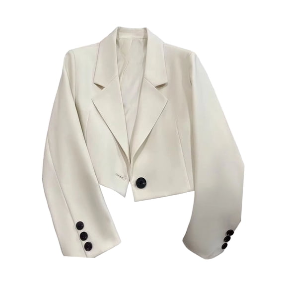 Commuter Blazer For Women, Solid Color Loose Fit Suit Jacket, Casual Business Work Wear, Professional Office Outwear White XL
