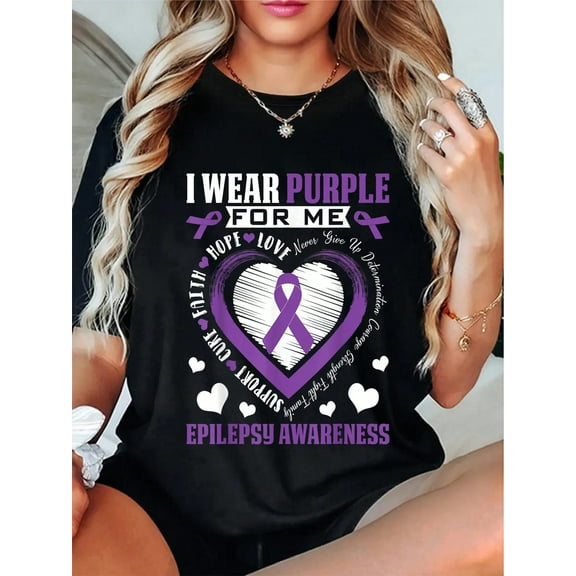 100% Cotton I Wear Purple For Me Epilepsy Awareness Month Heart Warrior T-Shirt