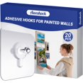 thumbnail image 1 of Aweshock Perchas para cuadros sin clavos, 20 paquetes, ganchos de pared autoadhesivos sin clavos, colgadores para cuadros de pared resistentes, carga máxima de 13 libras, 1 of 5