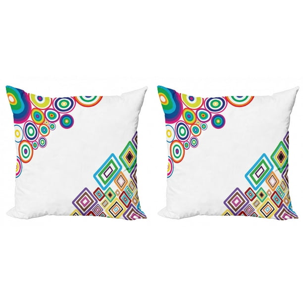 Abstract Throw Pillow Cushion Cover Pack Of 2 Circle And Square Rectangle In Different Colors Image Zippered Double Side Digital Print 4 Sizes Multicolor By Ambesonne Walmart Com Walmart Com