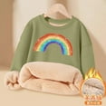 thumbnail image 3 of SonxaHe Toddler Girls Sweatshirt Fleece Lined Rainbow Print Long Sleeve Tshirt Child Warm Soft Cozy Winter Sweatshirts Green,Sized 4-5, 3 of 3