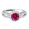 thumbnail image 2 of Mauli Jewels Engagement Rings for Women 1.15 Carat Halo Created Ruby And Diamond Engagement Ring 4 Prong-Setting 14k White Gold, 2 of 6
