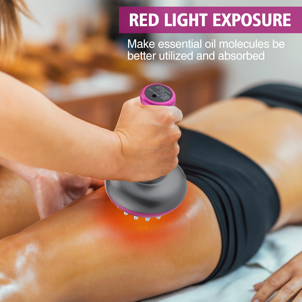 Flaremore Electric Meridian Brush,Massage Meridian Brush with Red Light,Heating Scraping Device,6 Gears Microcurrent Vibration and Hot Compress,Purple