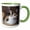 Green/White, variant on 3drose, Calico Cat Relaxing on a Carpeted Floor., 15oz Two-tone Blue Mug