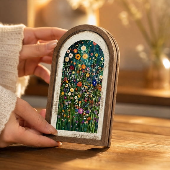 Vintage Floral Oval Wall Art,Farmhouse Country Oil Painting Floral Oval Hanging Decor,Rustic Farmhouse Cottagecore Wooden Framed Decor for Home Bedroom Living Room Reading Room