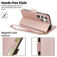 thumbnail image 5 of Compatible with Samsung Galaxy S25 Ultra Wallet Case with Credit Card Holder & Cash Slot, RFID Blocking Durable PU Leather Flip Magnetic Protective Stand Cover Wrist Strap Women Men,Rosegold, 5 of 7