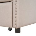 thumbnail image 5 of Full Size Upholstered Daybed with Twin Size Trundle, Home Furniute w/ Sofa Bed Design,Solid Wood Bedframe w/ Strong Wood Slat Support, No Box Spring Needed, Beige, 5 of 7