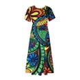 thumbnail image 2 of Spring Dresses for Women 2024 Wedding Guest Women's Boho Floral Print Dress Loose Maxi Casual Dress Summer Short Sleeve Beach Dresses with Pockets Vestidos Para Fiestas Elegantes, 2 of 4