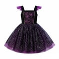 thumbnail image 5 of FYDUU Toddler Girl Halloween Dress Black and Purple Witch Tutu Dress Little Girls Fly Sleeves Mesh Tulle Princess Dresses Birthday Party Wear 2-3 Years, 5 of 5