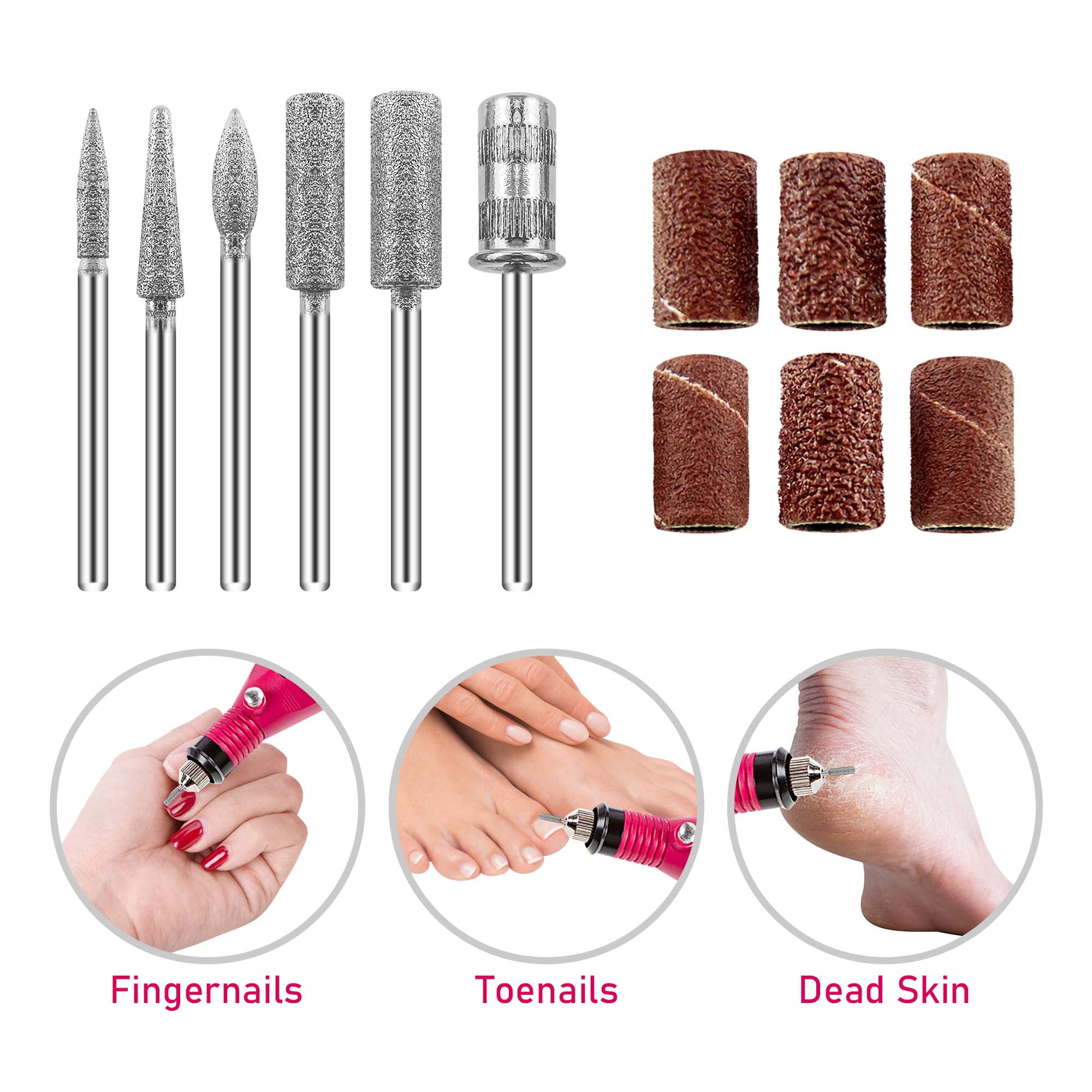 Pinkiou Electric Nail Drill Machine Nail Drill Kit 20000 RPM Portable Nail Drill for Acrylic Nails, 6 Acrylic Gel Remover Nail Tools, Nail Polishing Machine Pedicure Set