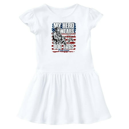 

Inktastic My Cousin Wears Dog Tags Hero USA Flag Gift Baby Girl Dress