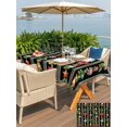 thumbnail image 4 of Outdoor Tablecloth with Umbrella Hole and Zipper, Christmas Black Rectangle Table Cloth 60x102 Inch Waterproof Tablecloth, Xmas Poinsettia Leaves Farmhouse Stripes Picnic Table Cover for Patio, 4 of 7