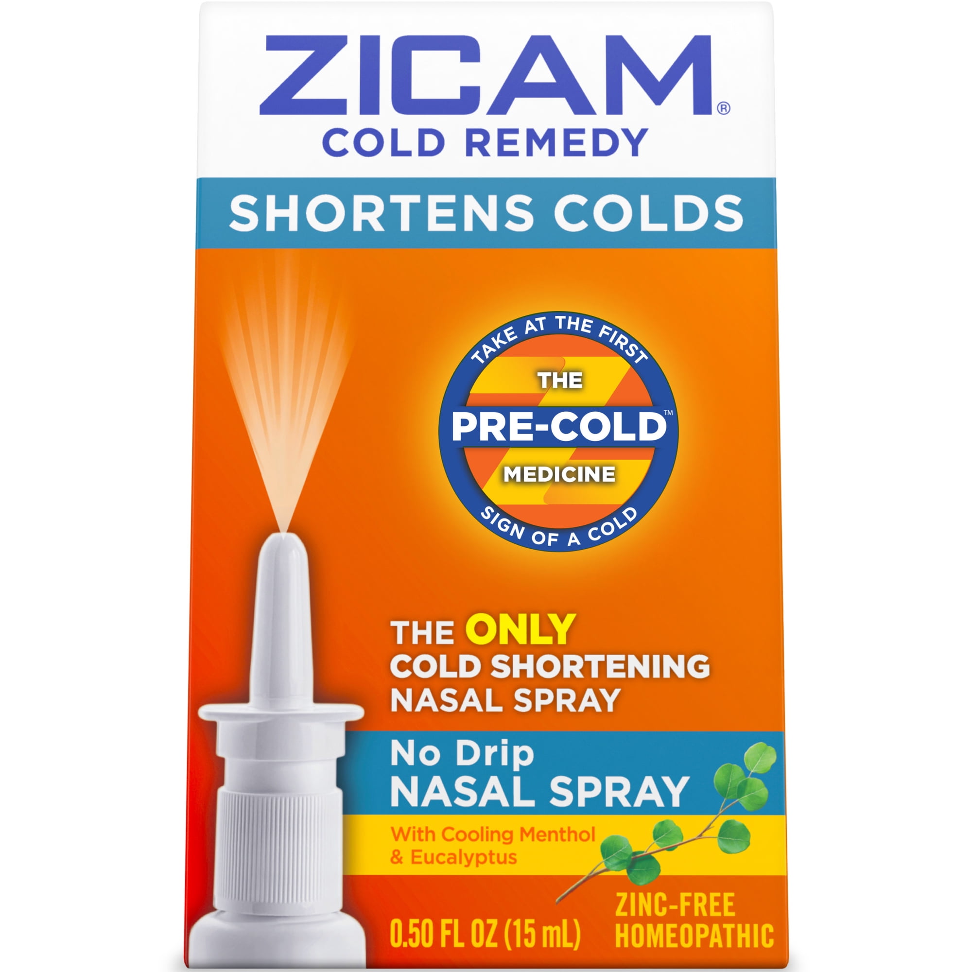 Zicam Cold Remedy No-Drip Nasal Spray, Congestion Relief, Menthol & Eucalyptus, .50 fl oz