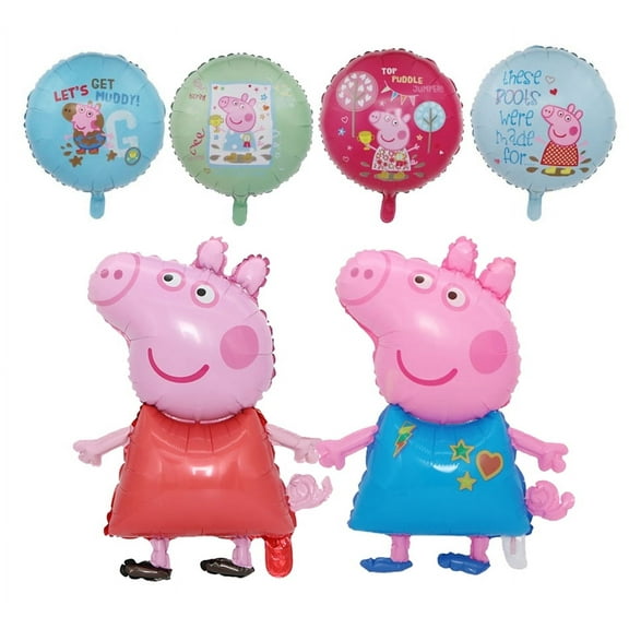 6 PCS Birthday Party Balloons Papa Pig Balloons Foil Balloons George Pig Balloons