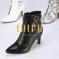 thumbnail image 4 of IDIFU Bottines à Bride et Boucle pour Femmes 3 Pouces Bout Pointu Talons Zippés Jeans Habillés (Noir, 7 m US), 4 of 4